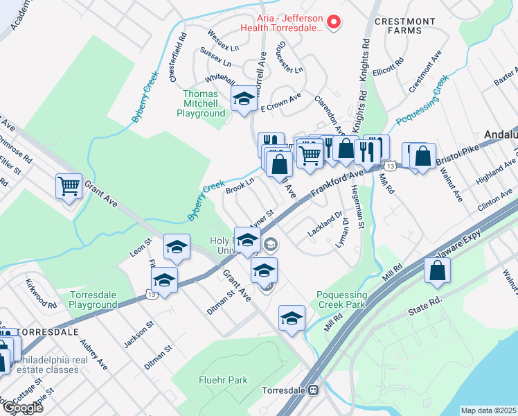 map of restaurants, bars, coffee shops, grocery stores, and more near 3984 Carteret Drive in Philadelphia