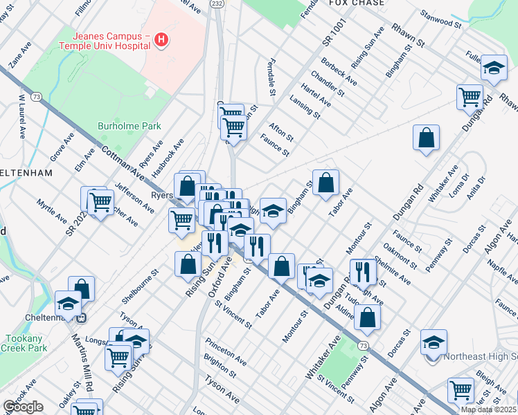 map of restaurants, bars, coffee shops, grocery stores, and more near 1005 Bleigh Ave in Philadelphia