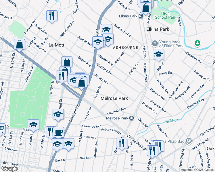 map of restaurants, bars, coffee shops, grocery stores, and more near 1112 Ansley Avenue in Montgomery County