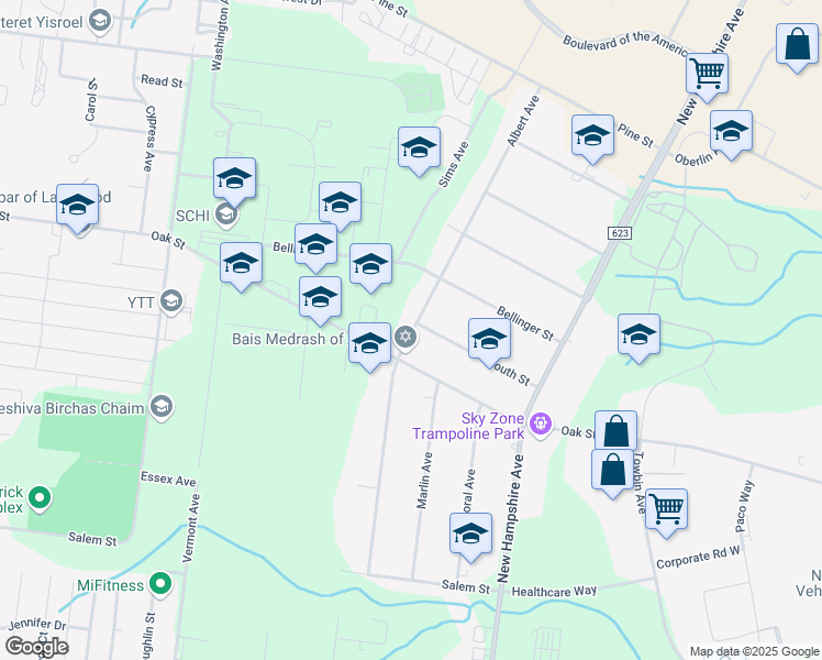 map of restaurants, bars, coffee shops, grocery stores, and more near 600 Albert Avenue in Lakewood Township