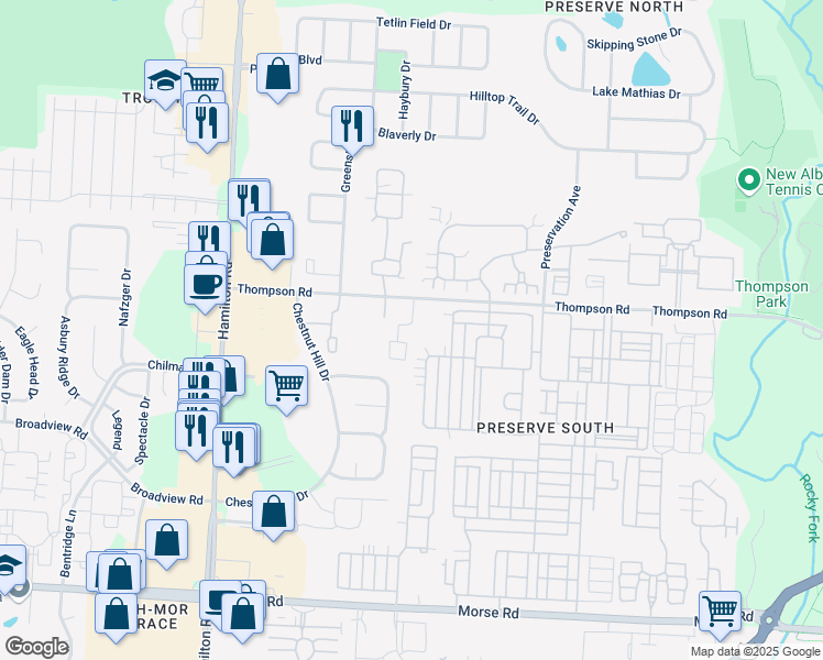 map of restaurants, bars, coffee shops, grocery stores, and more near 4120 Quentin Boulevard in Columbus