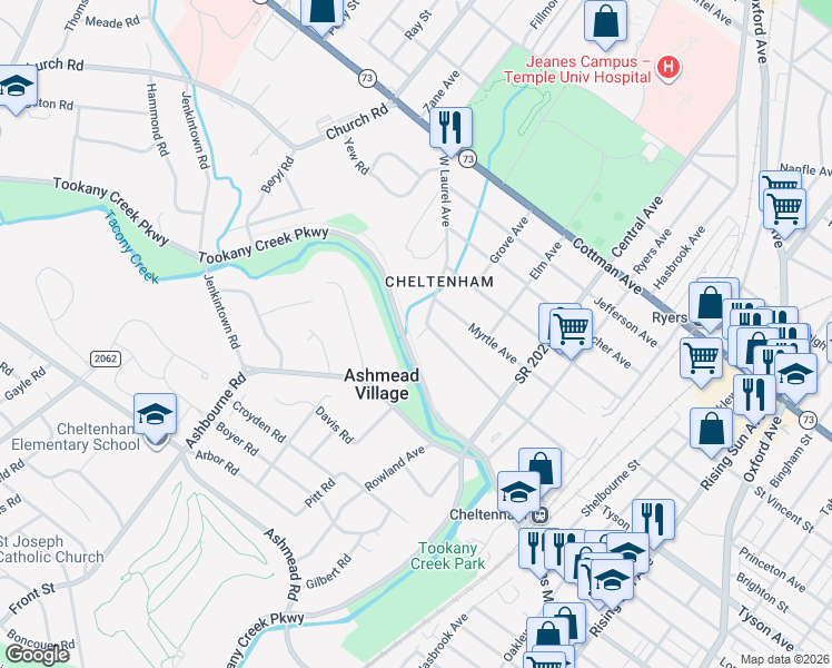 map of restaurants, bars, coffee shops, grocery stores, and more near 426 West Laurel Avenue in Montgomery County