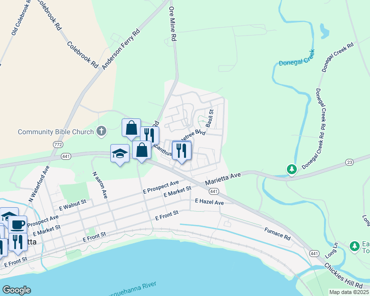 map of restaurants, bars, coffee shops, grocery stores, and more near 153 Daplin Avenue in Marietta
