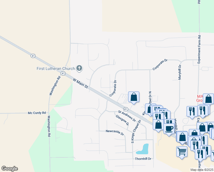 map of restaurants, bars, coffee shops, grocery stores, and more near 2727 Fairview Court in Troy