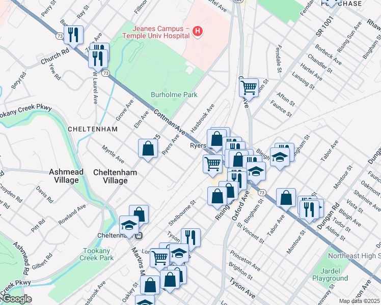map of restaurants, bars, coffee shops, grocery stores, and more near 115 Jefferson Avenue in Montgomery County