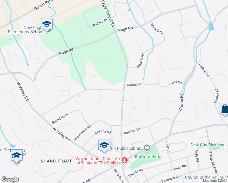 map of restaurants, bars, coffee shops, grocery stores, and more near 674 Upper Weadley Road in Wayne
