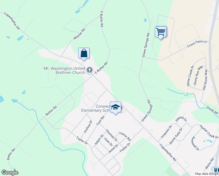 map of restaurants, bars, coffee shops, grocery stores, and more near 655 Copenhaffer Road in York