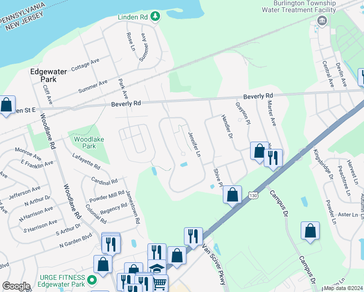 map of restaurants, bars, coffee shops, grocery stores, and more near 25 Tina Lane in Burlington