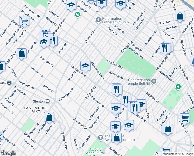 map of restaurants, bars, coffee shops, grocery stores, and more near 910 East Sharpnack Street in Philadelphia