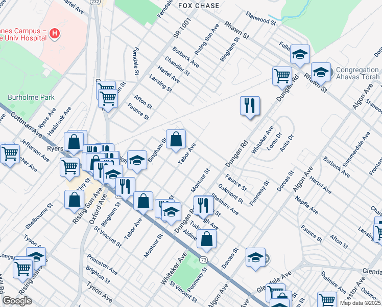 map of restaurants, bars, coffee shops, grocery stores, and more near 1202 Faunce Street in Philadelphia