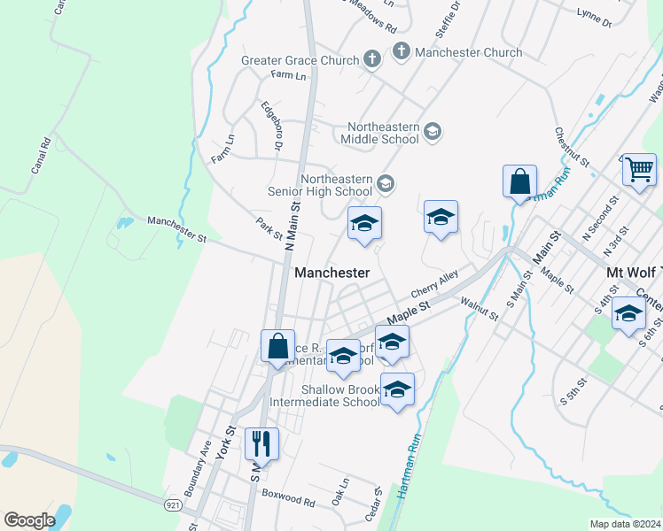 map of restaurants, bars, coffee shops, grocery stores, and more near 208 High Street in Manchester