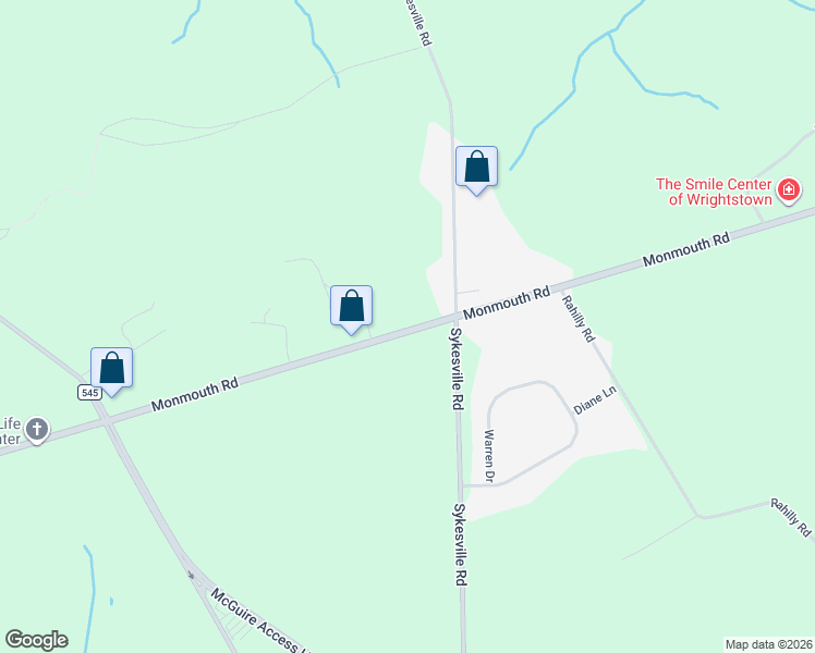 map of restaurants, bars, coffee shops, grocery stores, and more near 701 Monmouth Road in Burlington County