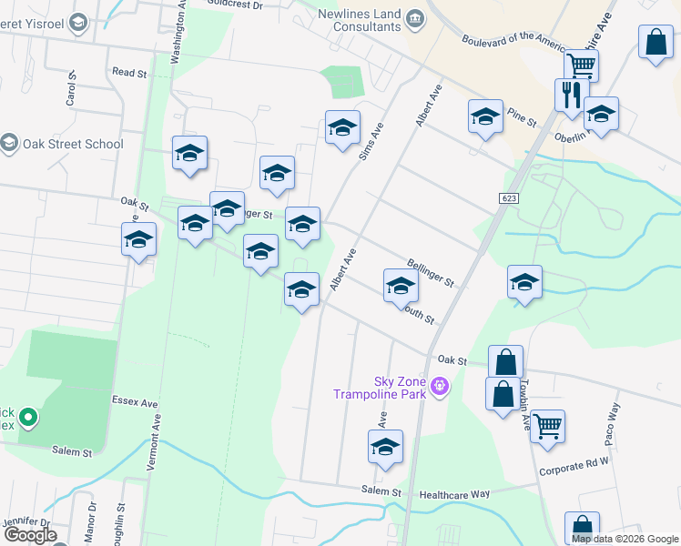 map of restaurants, bars, coffee shops, grocery stores, and more near 1401 South Street in Lakewood