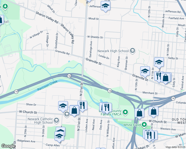 map of restaurants, bars, coffee shops, grocery stores, and more near 555 Jutlew Road in Newark