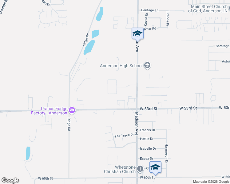 map of restaurants, bars, coffee shops, grocery stores, and more near 5009 Dawn Street in Anderson