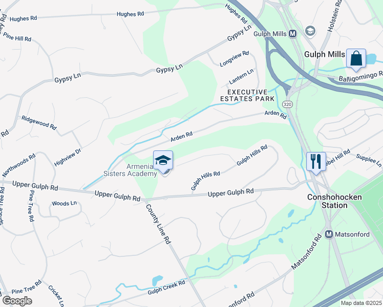 map of restaurants, bars, coffee shops, grocery stores, and more near 330 Danell Road in Wayne