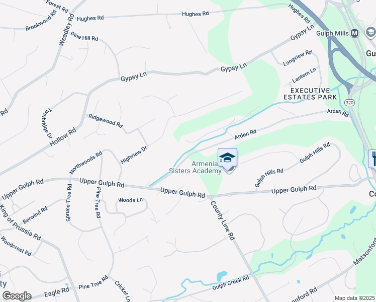 map of restaurants, bars, coffee shops, grocery stores, and more near 475 Garrison Way in Conshohocken