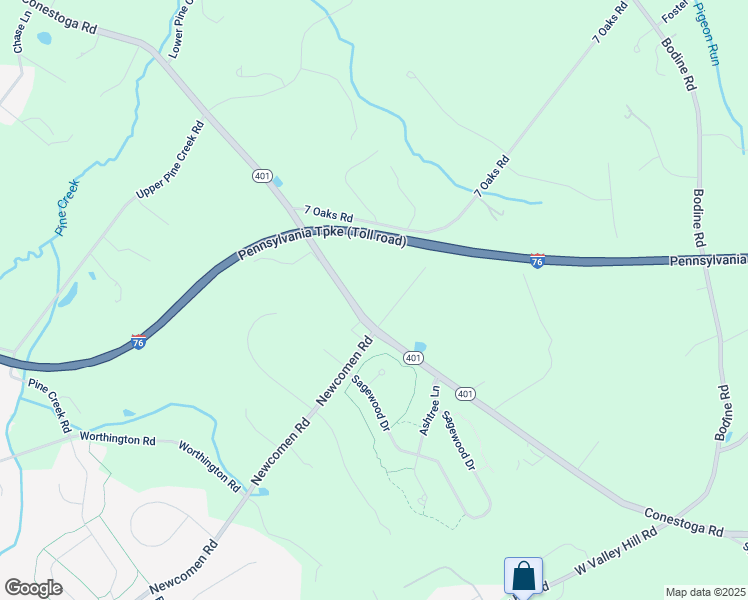 map of restaurants, bars, coffee shops, grocery stores, and more near 1109 Conestoga Rd in Chester Springs