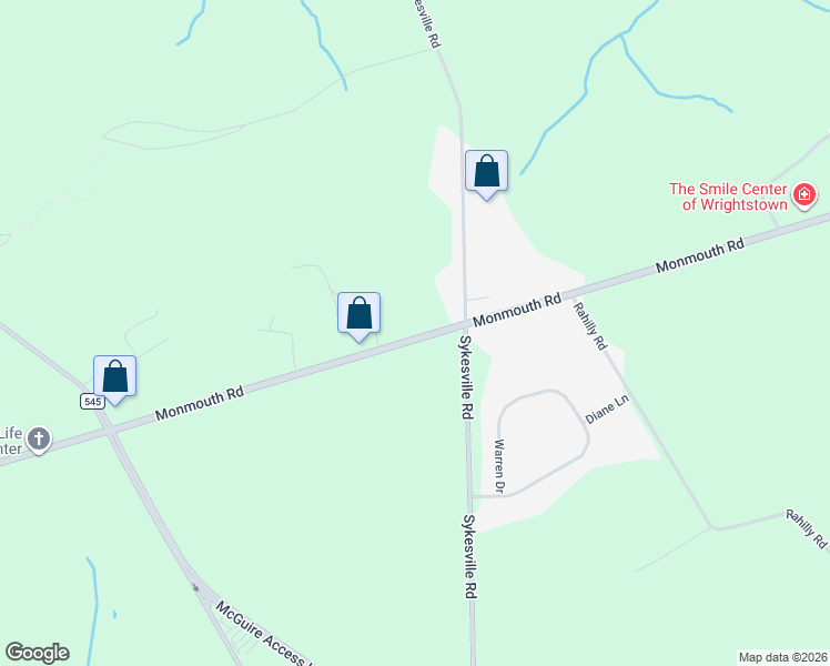 map of restaurants, bars, coffee shops, grocery stores, and more near 701 Monmouth Road in Burlington County
