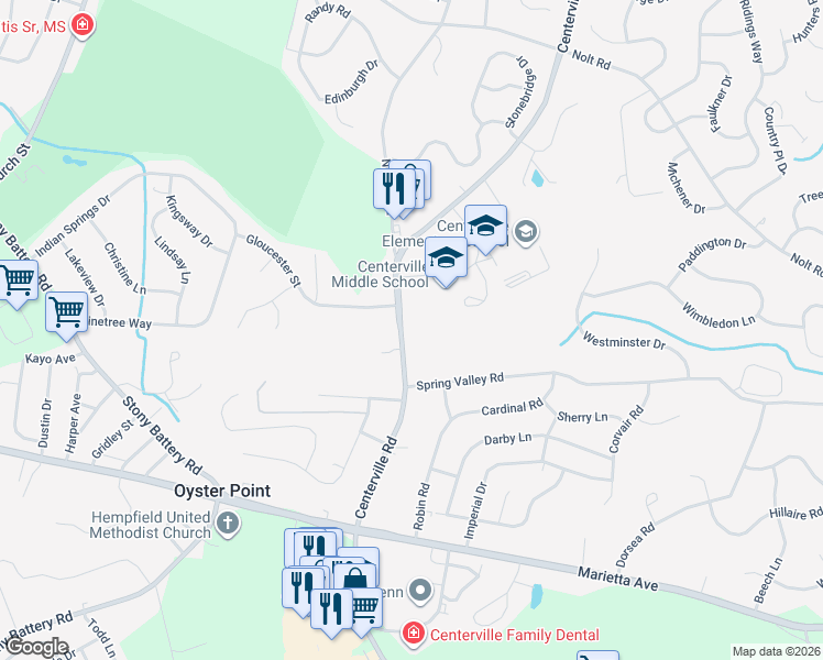 map of restaurants, bars, coffee shops, grocery stores, and more near 837 Centerville Road in Lancaster