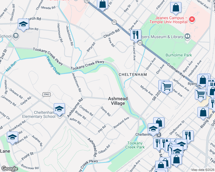 map of restaurants, bars, coffee shops, grocery stores, and more near 7942 Oak Hill Drive in Montgomery County