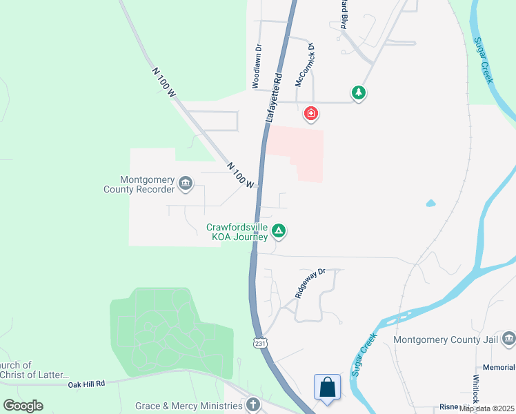 map of restaurants, bars, coffee shops, grocery stores, and more near 1630 Lafayette Avenue in Crawfordsville