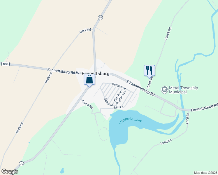 map of restaurants, bars, coffee shops, grocery stores, and more near 10948 Pine Avenue in Fannettsburg