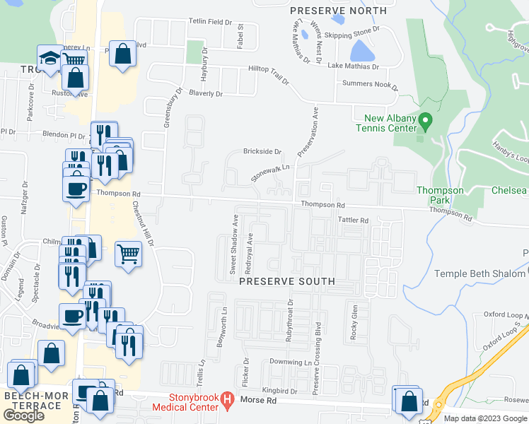 map of restaurants, bars, coffee shops, grocery stores, and more near 6243 Norway Glen Avenue in Columbus
