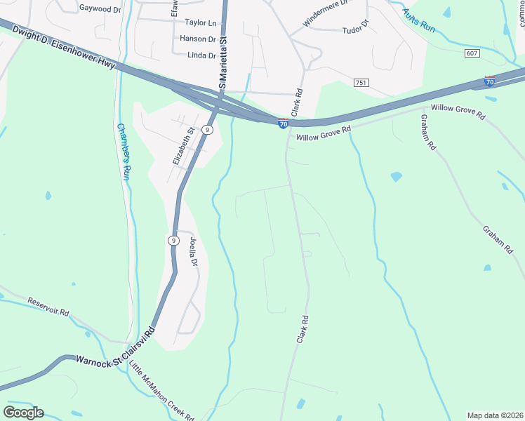 map of restaurants, bars, coffee shops, grocery stores, and more near 67354 Country Side Drive in Saint Clairsville