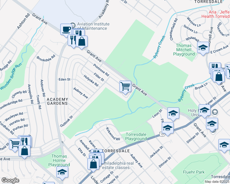 map of restaurants, bars, coffee shops, grocery stores, and more near 3536 Fitler Street in Philadelphia