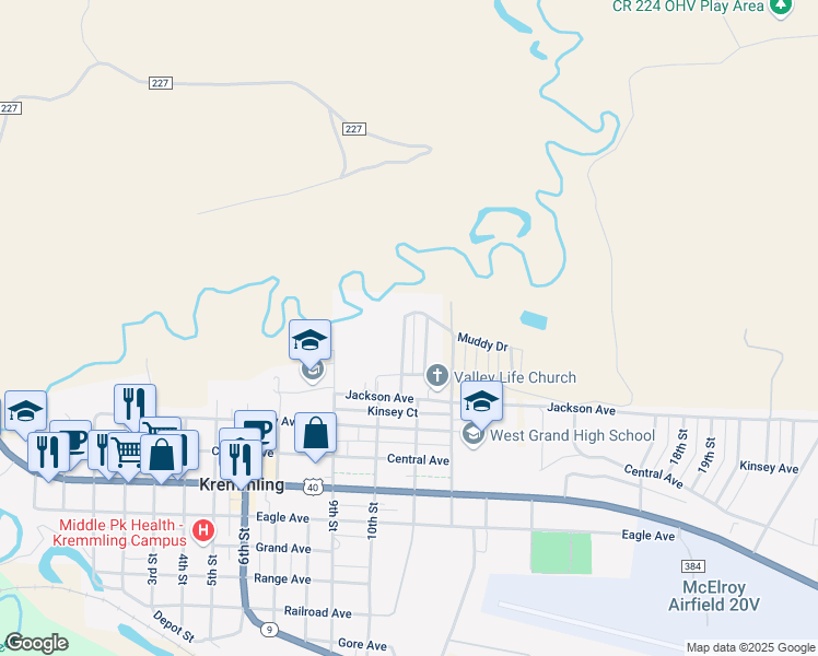 map of restaurants, bars, coffee shops, grocery stores, and more near 510 10th Street in Kremmling