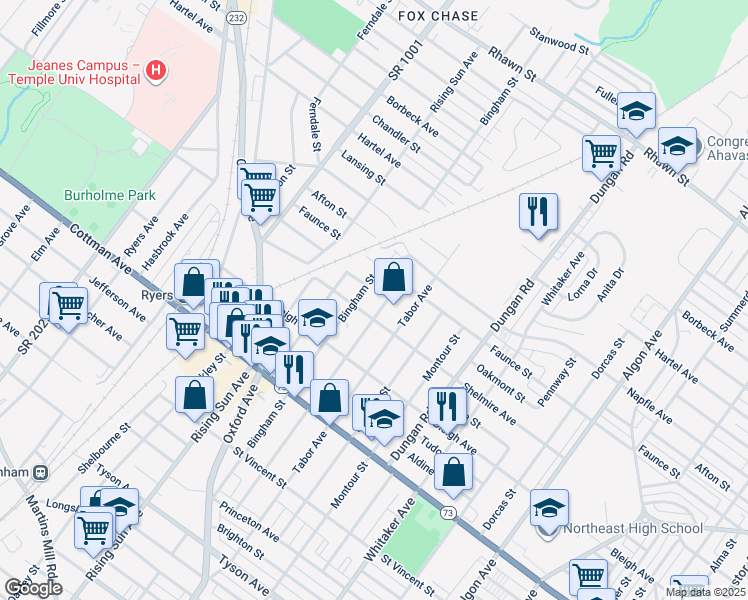 map of restaurants, bars, coffee shops, grocery stores, and more near in Philadelphia