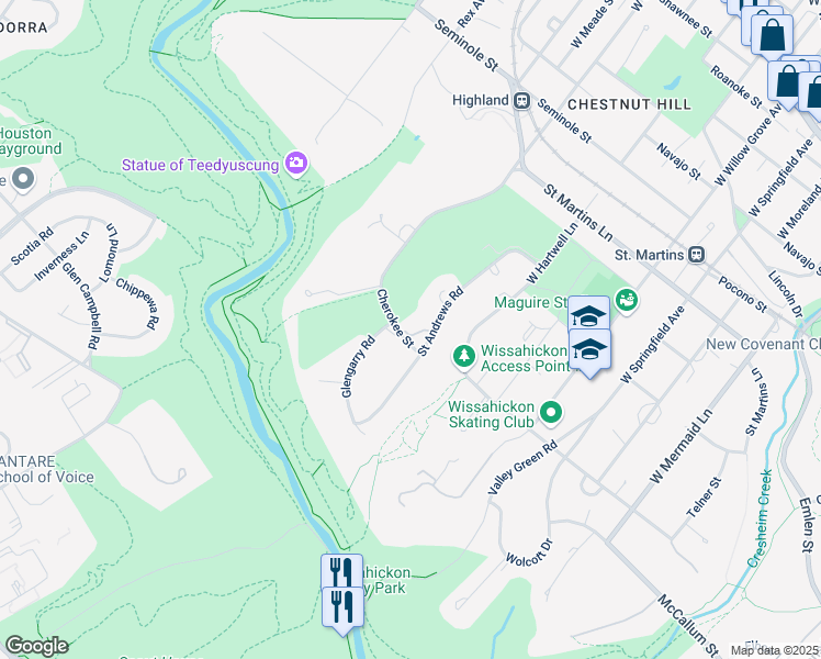 map of restaurants, bars, coffee shops, grocery stores, and more near 615 Cherokee Street in Philadelphia