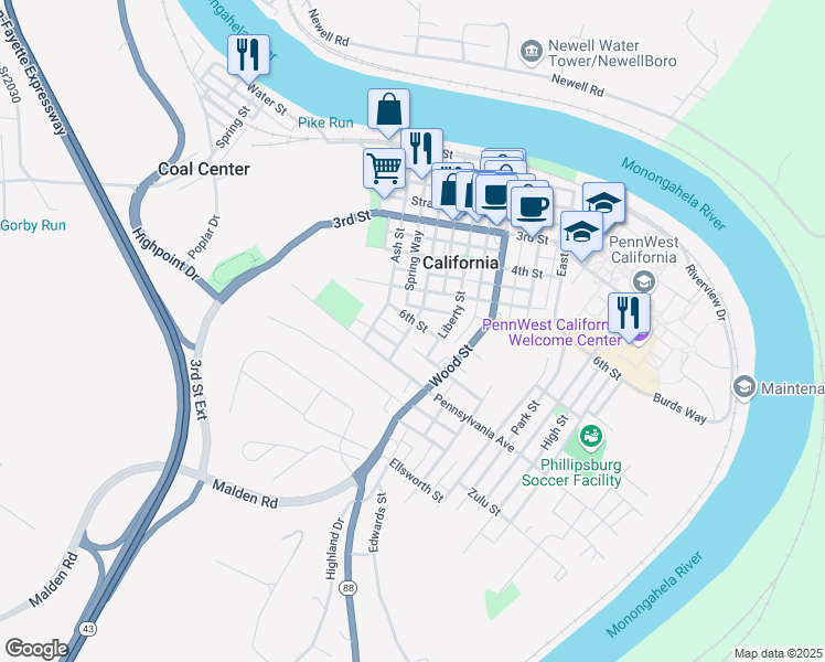 map of restaurants, bars, coffee shops, grocery stores, and more near 620 Union Street in California