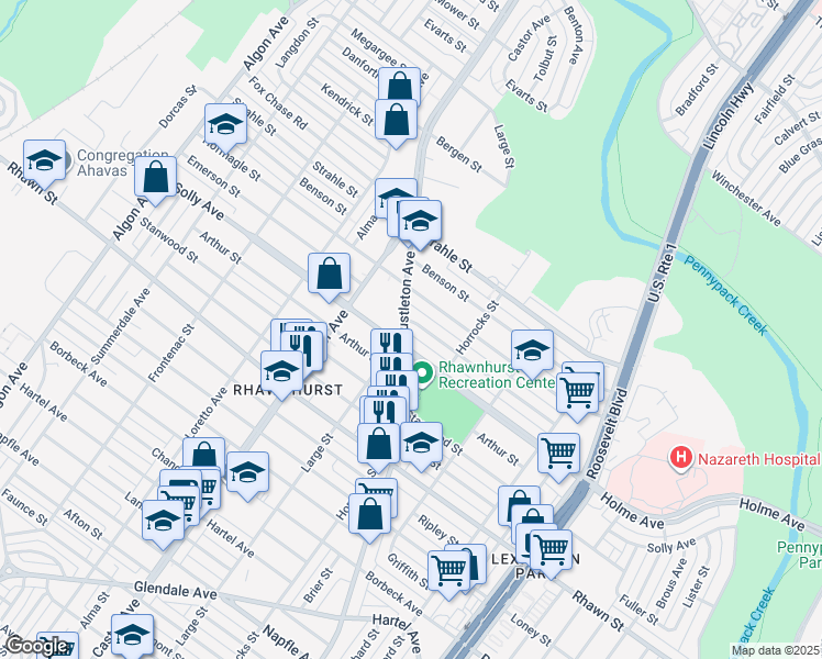map of restaurants, bars, coffee shops, grocery stores, and more near in Philadelphia