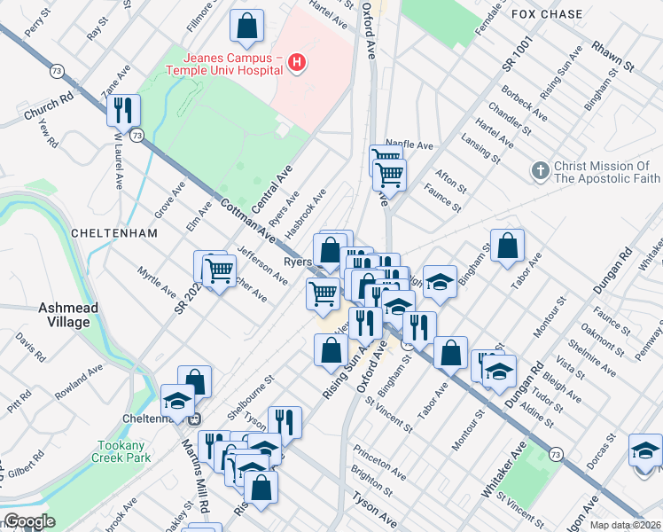 map of restaurants, bars, coffee shops, grocery stores, and more near in Philadelphia