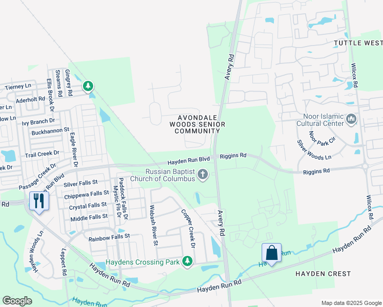 map of restaurants, bars, coffee shops, grocery stores, and more near 6362 Delta Loop in Dublin