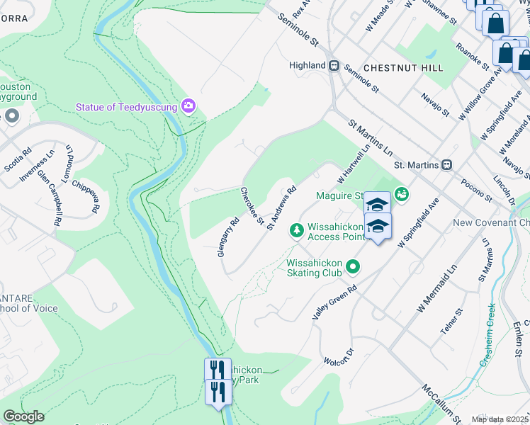 map of restaurants, bars, coffee shops, grocery stores, and more near 615 Cherokee Street in Philadelphia