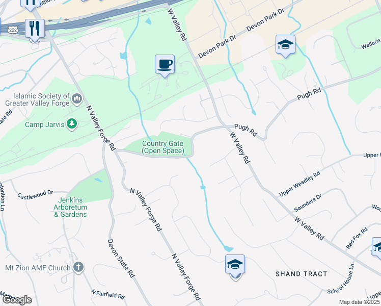 map of restaurants, bars, coffee shops, grocery stores, and more near 167 Pugh Road in Wayne