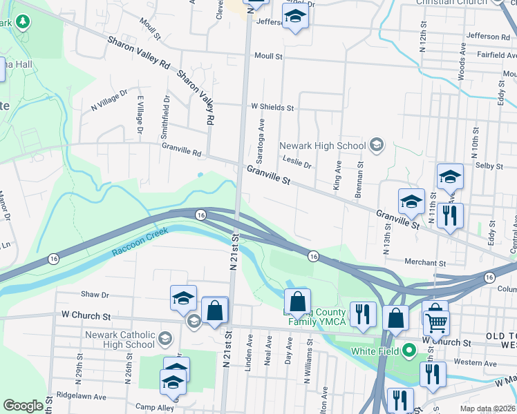 map of restaurants, bars, coffee shops, grocery stores, and more near 555 Jutlew Road in Newark