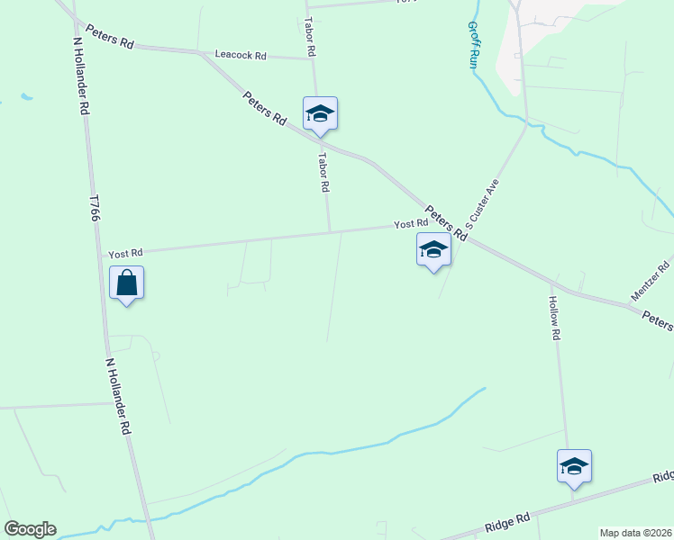 map of restaurants, bars, coffee shops, grocery stores, and more near 3806 Yost Road in Gordonville