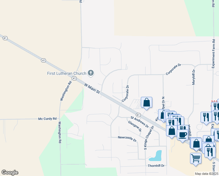 map of restaurants, bars, coffee shops, grocery stores, and more near 25 Carriage Crossing Way in Troy