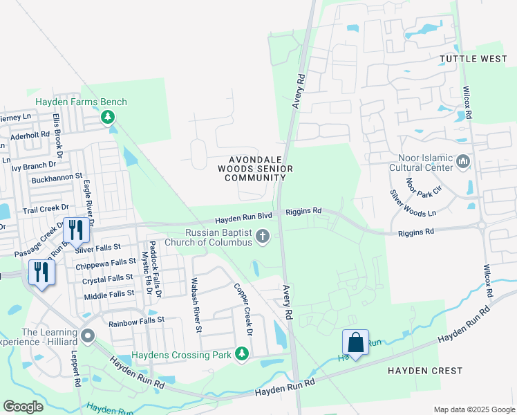 map of restaurants, bars, coffee shops, grocery stores, and more near 6336 Delta Loop in Dublin