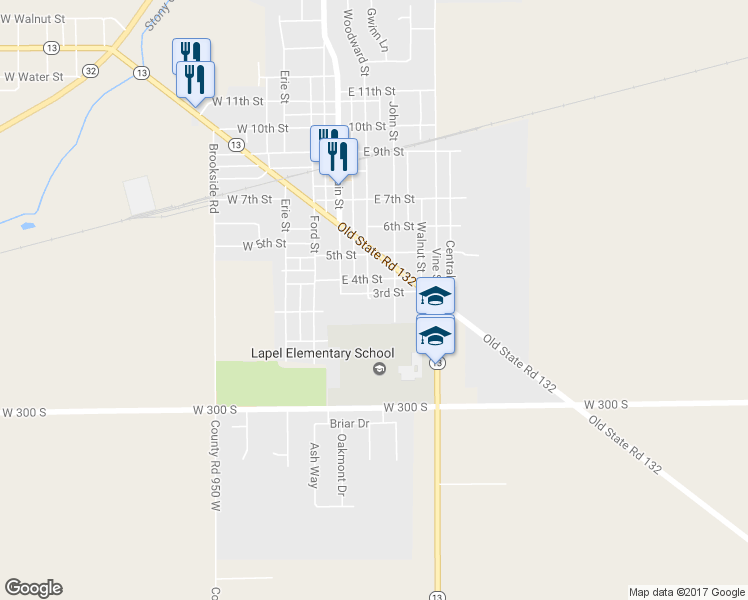 map of restaurants, bars, coffee shops, grocery stores, and more near 316 Woodward Street in Lapel