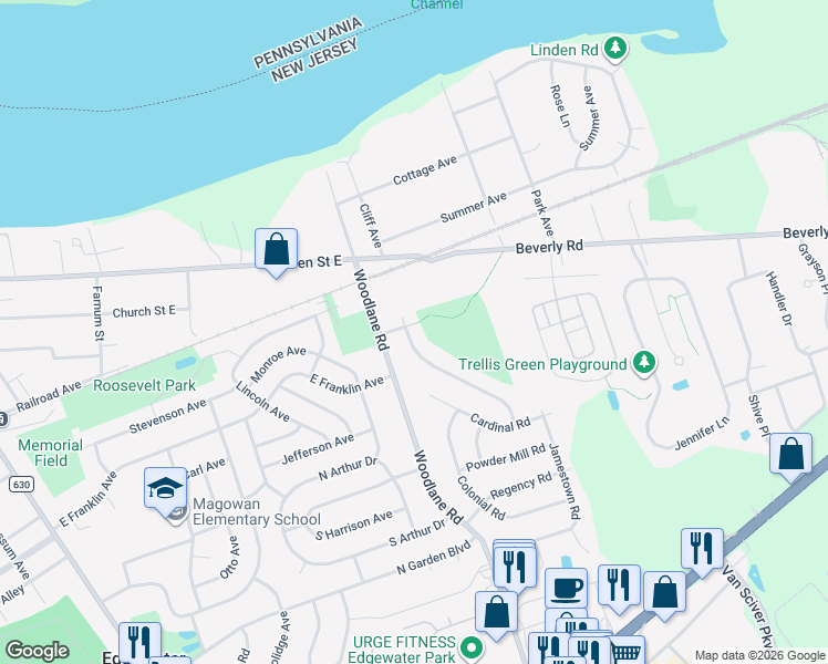 map of restaurants, bars, coffee shops, grocery stores, and more near 141 Lafayette Road in Beverly