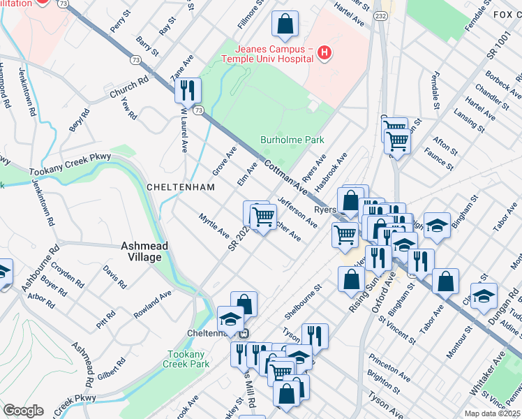 map of restaurants, bars, coffee shops, grocery stores, and more near 196 Central Avenue in Montgomery County