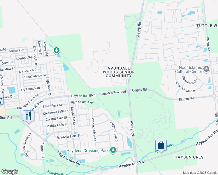 map of restaurants, bars, coffee shops, grocery stores, and more near 6392 Delta Loop in Dublin