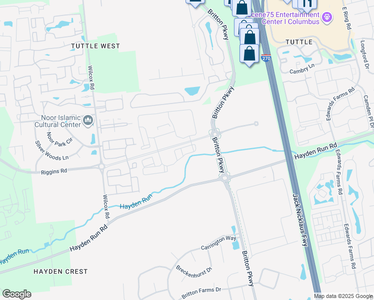 map of restaurants, bars, coffee shops, grocery stores, and more near 4643 Lowell Lane in Dublin