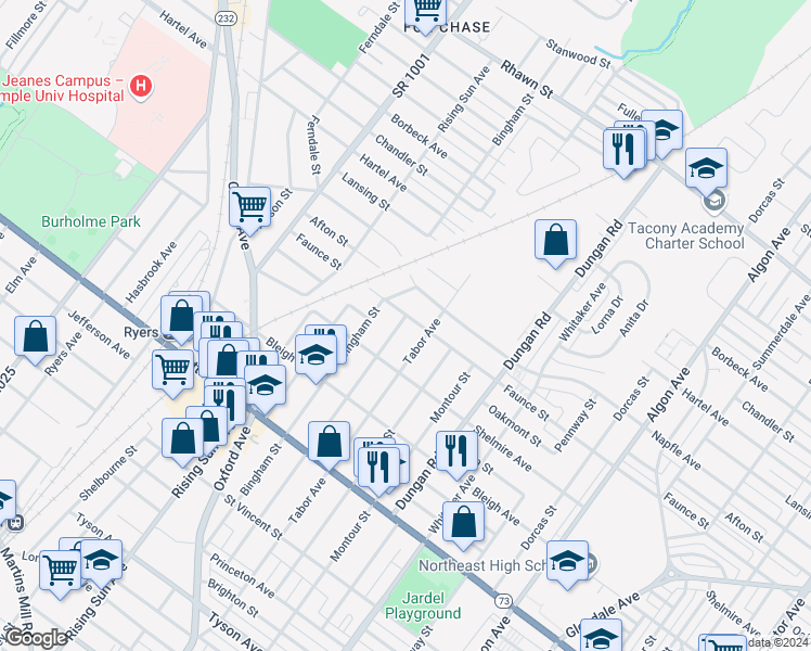 map of restaurants, bars, coffee shops, grocery stores, and more near in Philadelphia