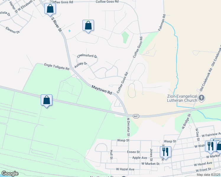 map of restaurants, bars, coffee shops, grocery stores, and more near 420 Coffee Goss Road in Marietta
